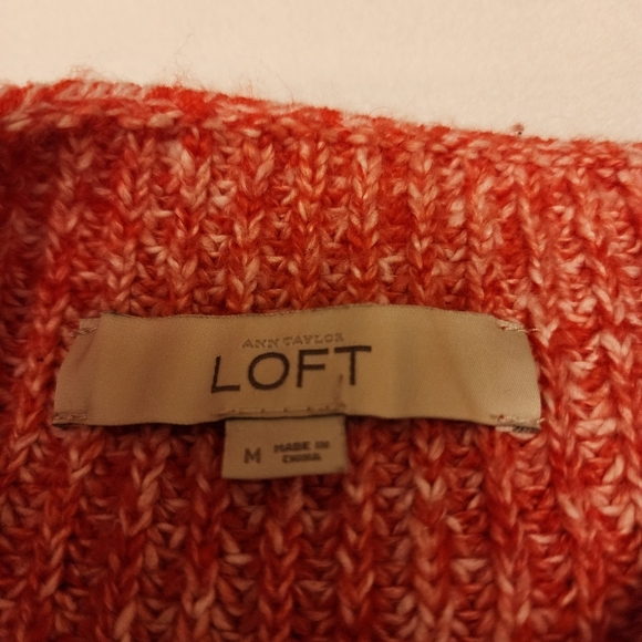 Loft Mock Neck Ribbed Red and White Sweater Size M - Picture 7 of 11